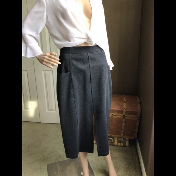 Vivian Wong Dresses & Skirts - Vivian Wong Mid Calf Long Charcoal Skirt